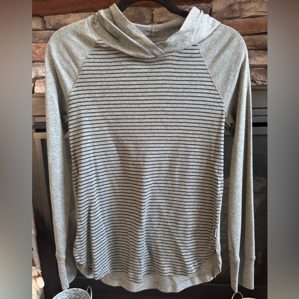 Eddie Bauer Heather Gray Stripes Hoodie Size Medium
